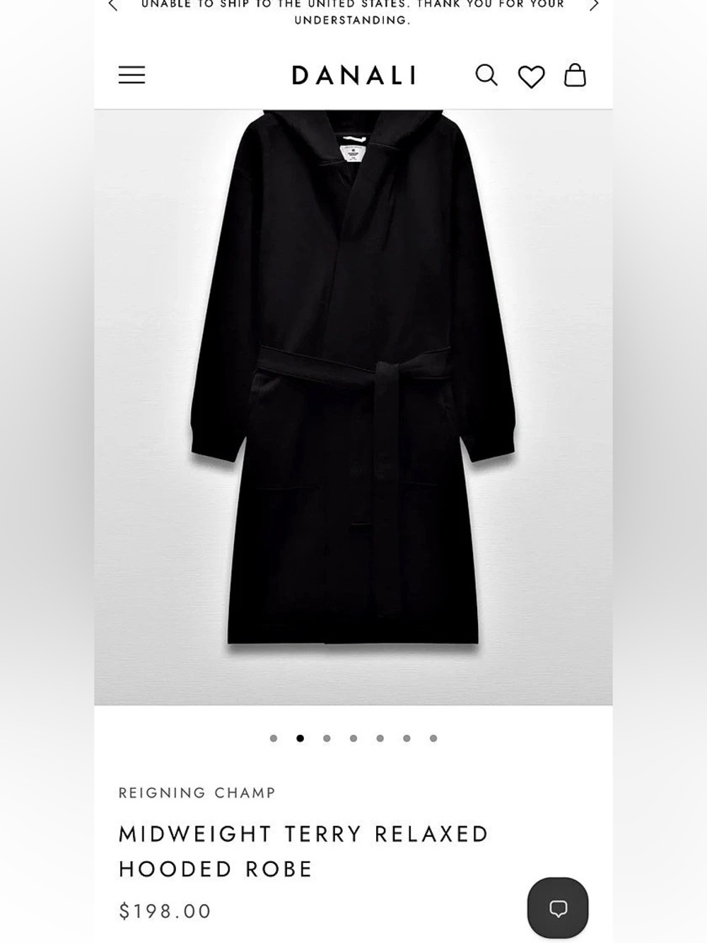 Reigning Champ Midweight Terry Relaxed Hooded Robe Black Hooded Robe Like New Si